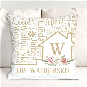 Personalized Floral Home Word Art Throw Pillow