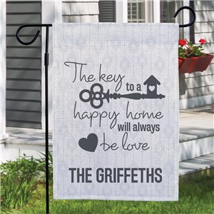 Personalized The Key To A Happy Home Garden Flag