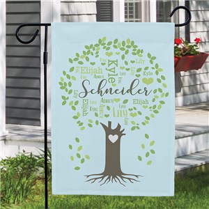 Personalized Family Tree Word-Art Garden Flag