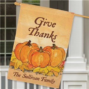 Personalized Give Thanks House Flag 83030692L