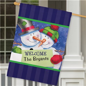 Personalized Snow Couple House Flag | Personalized Christmas Decorations