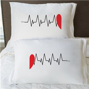 Heart Beats As One Personalized Pillowcase Set | Valentine Pillow Cases