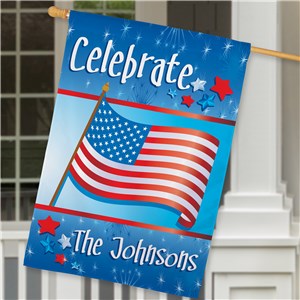 Personalized July 4th Celebration Personalized House Flag | Personalized House Flags