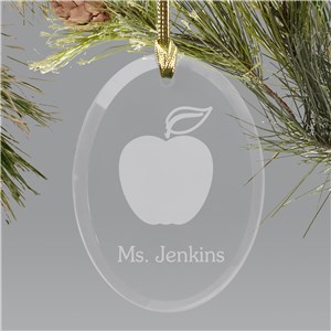 Teacher Engraved Oval Glass Ornament | Personalized Teacher Ornaments