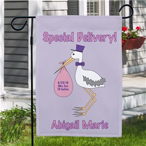 Special Delivery Baby Girl Announcement Garden Flag 83036972