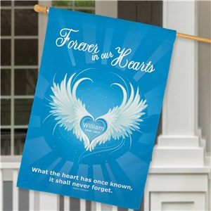 Personalized Forever In Our Hearts Memorial House Flag | Personalized house Flags