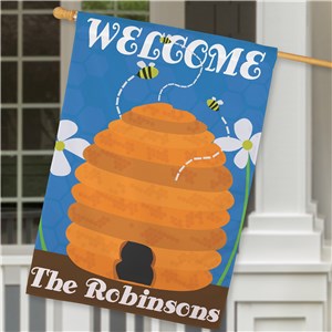 Personalized Beehive Welcome House Flag | Personalized House Flags