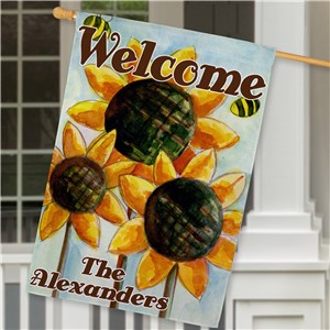 Personalized Sunflower Welcome House Flag | Personalized House Flags