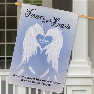 Personalized Forever In Our Hearts Memorial House Flag | Personalized Memorial Gifts