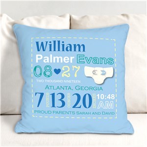 Personalized Boy Birth Announcement Throw Pillow | Personalized Baby Gifts