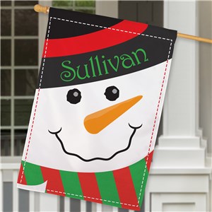 Snowman Welcome House Flag | Personalized Christmas Flags