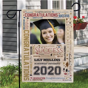 Graduation Photo Word-Art Garden Flag | Personalized Graduation Gifts