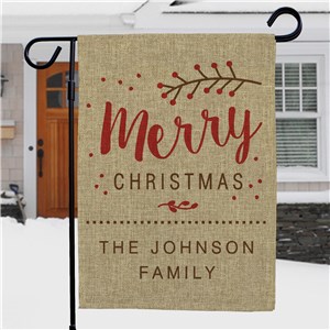 Merry Christmas Personalized Burlap Garden Flag | Personalized Christmas Flags