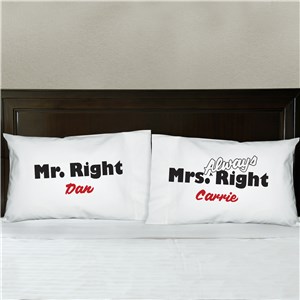 Mr. and Mrs. Right Pillowcase Set | Valentine Pillow Cases