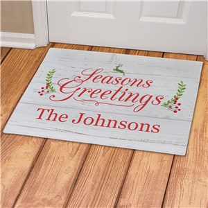 Personalized Seasons Greetings Doormat | Personalized Doormats For Christmas