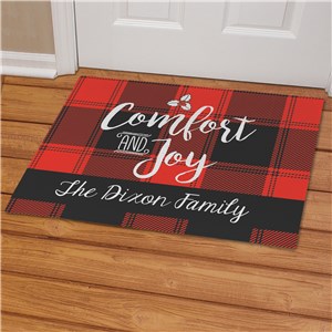 Personalized Buffalo Plaid Christmas Doormat | Personalized Christmas Doormat 