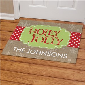 Personalized Holly Jolly Doormat | Personalized Door Mats