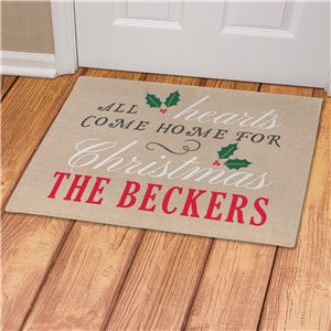 All Hearts Come Home For Christmas Personalized Doormat | Christmas Doormat