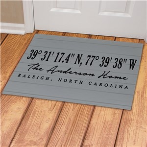 Personalized Coordinates Doormat | Grey Wood Look Doormat