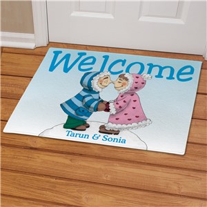 Eskimo Couple Personalized Doormat | Personalized Christmas Doormats