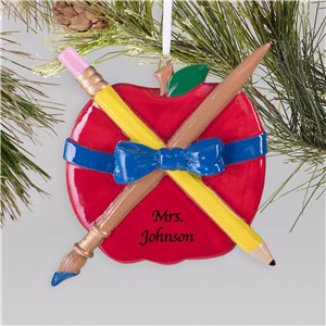 Teachers Apple Christmas Ornament | Personalized Teacher Ornaments