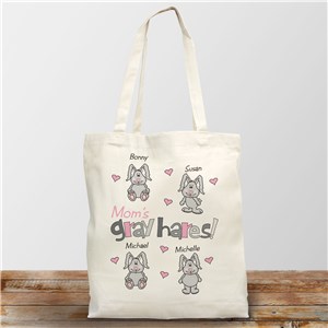 Gray Hares Personalized Canvas Tote Bag