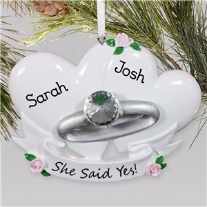 Personalized Couples Engagement Ring Ornament | Personalized Engagement Ornament