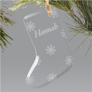 Engraved Snowflake Glass Stocking Ornament | Kids Christmas Ornaments