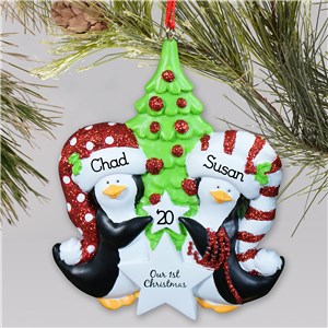 Personalized Our First Christmas Penguin Ornament | Personalized Couples Ornament