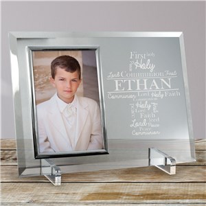 Engraved First Communion Word-Art Glass Frame | Personalized Word Art