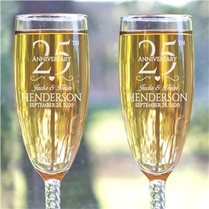 Engraved Wedding Anniversary Toasting Flutes | Engraved Champagne Flutes