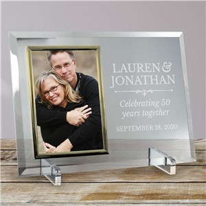 Engraved Couples Beveled Glass Frame | Personalized Anniversary Frames