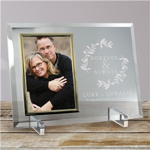 Customized Glass Picture Frames | Gold Trim Anniversary Frame