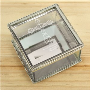 Engraved First Holy Communion Glass Jewelry Box | Personalized Keepsake Box