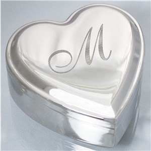 Engraved Initial Silver Heart Jewelry Box | Personalized Keepsake Box