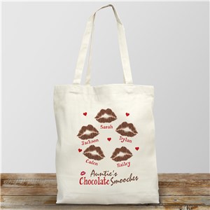 Personalized Chocolate Smooches Canvas Tote Bag 85322