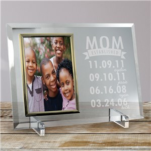 Engraved Mom Established Glass Frame | Happy Mother's Day Photo Frame