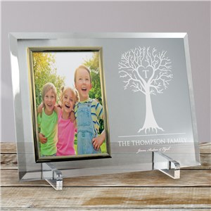 Engraved Family Tree Beveled Glass Frame | Personalized Picture Frames