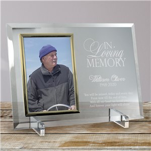 Engraved Memorial Beveled Glass Picture Frame | Personalized Picture Frames