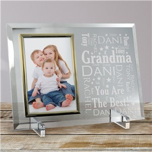 Mom Word-Art Glass Beveled Picture Frame | Mom Photo Frames