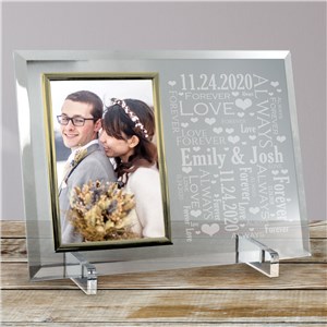 Personalized Loving Couple Word-Art Beveled Glass Frame | Personalized Valentines Frames