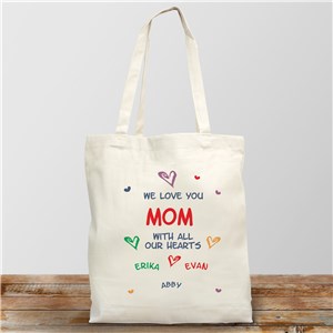 All Our Hearts Personalized Canvas Tote Bag | Personalized Gifts For Grandma