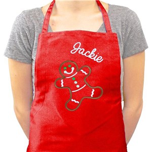 Embroidered Gingerbread Man Apron | Personalized Christmas Aprons