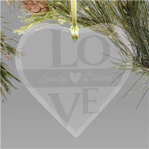 Love Glass Heart Ornament | Personalized Couples Ornament