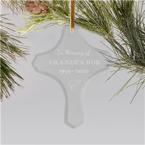 Engraved In Memory Of Cross Ornament | Glass | Memorial Christmas Ornaments