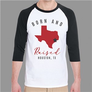 Personalized Born and Raised Raglan Shirt