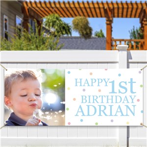 Personalized Photo First Birthday Banner | Personalized Photo Gifts