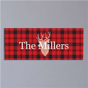 Personalized Plaid Deer Wall Canvas | Personalized Rustic Wall Decor