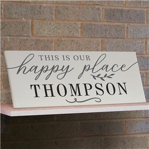 Personalized Happy Place Canvas | Wood Framed Happy Place Sign