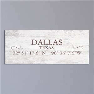 Personalized Coordinates Canvas | City and State Signs